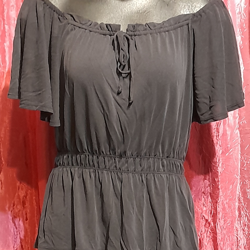 Lucky Brand Charcoal Off-Shoulder Blouse